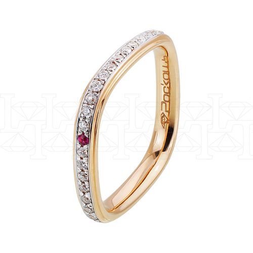 Фото - Кольцо квадратное из белого золота с рубином и бриллиантами из коллекции "Парные обручальные кольца" R4709-5581 (210)