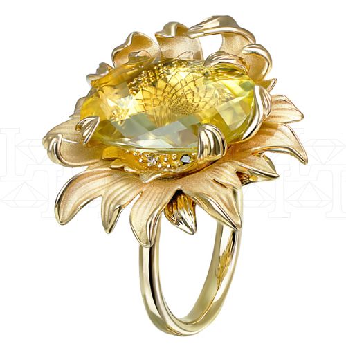 Фото - Кольцо из желтого золота с цитрином и бриллиантами из коллекции "Забава" R5873-7421 (716)
