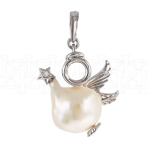 Фото - Подвеска ангел из белого золота с жемчугом и бриллиантами P4197-5170 (197)