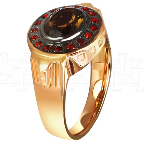 Фото - Кольцо из рыжего золота с дымчатым кварцем из коллекции "Талисман" R1907-5302 (331)