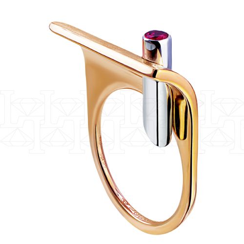 Фото - Кольцо из рыже-белого золота с рубином из коллекции "BAUHAUS" R6904-9500 (804)