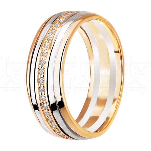 Фото - Кольцо обручальное из цветного золота с бриллиантами из коллекции "Парные обручальные кольца" R4157-5130 (210)