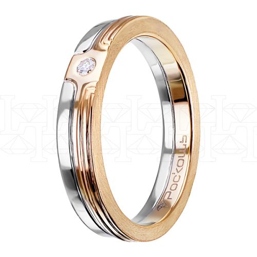 Фото - Кольцо из цветного золота с бриллиантом из коллекции "Двойные обручальные кольца" R4704-6095 (242)