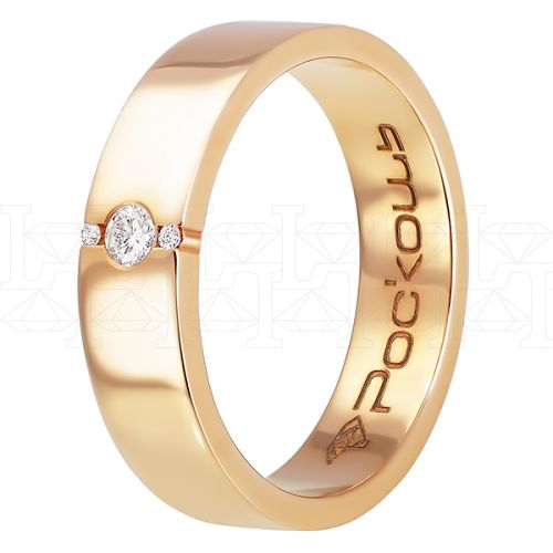 Фото - Кольцо обручальное из рыжего золота с бриллиантом из коллекции "Обручальные кольца с  одним бриллиантом" R4031-4840 (243)