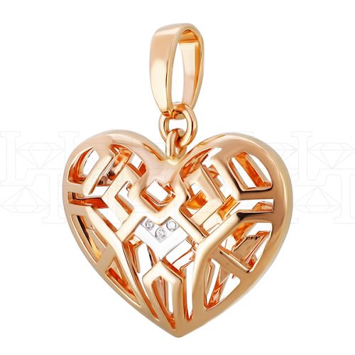Фото - Подвеска сердце из рыжего золота с бриллиантами P3568-4692 (193)