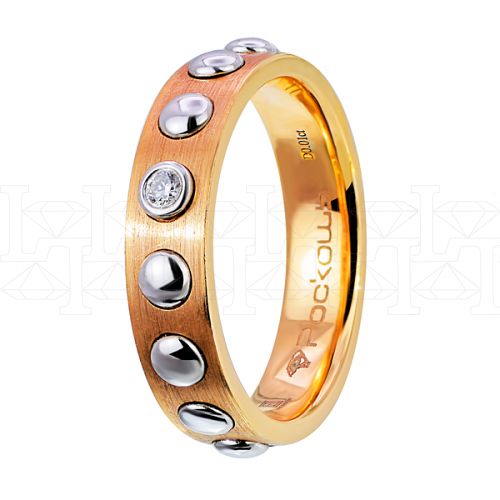 Фото - Кольцо обручальное из цветного золота с бриллиантом из коллекции "Обручальные кольца с  одним бриллиантом" VDR.A2721 (243)