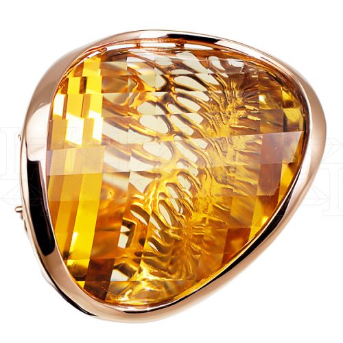 Фото - Кольцо из рыжего золота с цитрином и бриллиантами из коллекции "Мутабор" R5218-6903 (762)