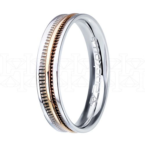 Фото - Кольцо обручальное из рыже-белого золота с бриллиантом из коллекции "Парные обручальные кольца" R4851-6075 (210)