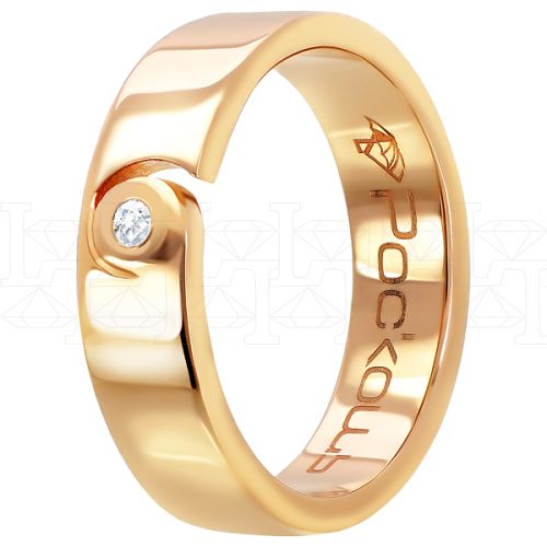 Фото - Кольцо обручальное из рыжего золота с бриллиантом из коллекции "Парные обручальные кольца" R3999-4708 (210)