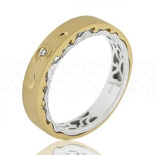 Фото - Кольцо двойное из цветного золота с бриллиантом из коллекции "Двойные обручальные кольца" VDR.A2904 (242)