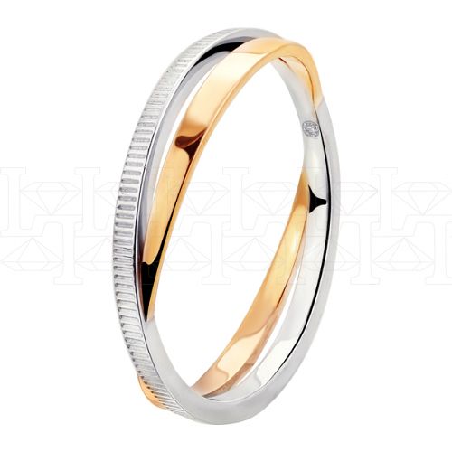 Фото - Кольцо обручальное из цветного золота с бриллиантом из коллекции "Парные обручальные кольца" R4141-5186 (210)