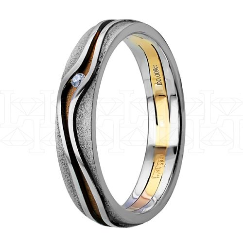 Фото - Кольцо двойное из цветного золота с бриллиантом из коллекции "Двойные обручальные кольца" VDR.A2878 (242)