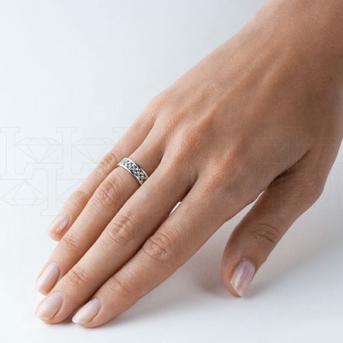 Фото - Кольцо обручальное из белого золота с бриллиантами из коллекции "Обручальные кольца с  одним бриллиантом" VDR.A2406 (243)