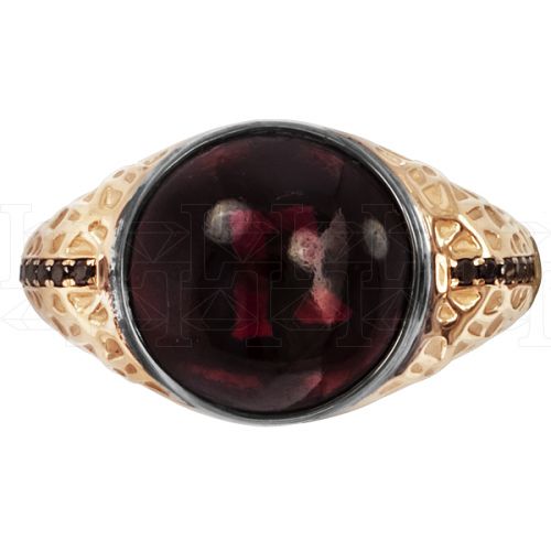 Фото - Кольцо из рыжего золота с гранатом и черными бриллиантами из коллекции "Талисман" R2042-4570 (331)