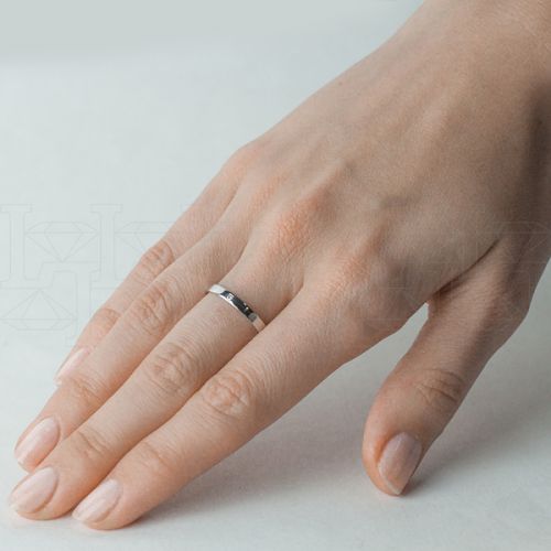 Фото - Кольцо из белого золота с бриллиантом из коллекции "Обручальные кольца с  одним бриллиантом" R7398-10189 (243)