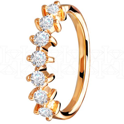 Фото - Кольцо обручальное из рыжего золота с бриллиантами из коллекции "Обручальные кольца с дорожкой" R3167-3999 (241)