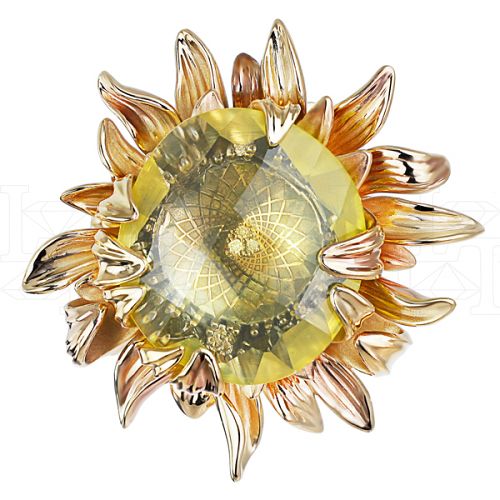 Фото - Кольцо из желтого золота с цитрином и бриллиантами из коллекции "Забава" R5870-7551 (716)