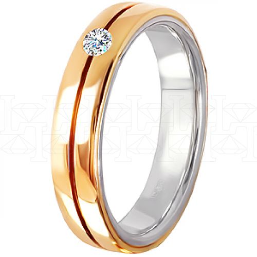 Фото - Кольцо двойное из цветного золота с бриллиантом из коллекции "Двойные обручальные кольца" R3861-4771 (242)