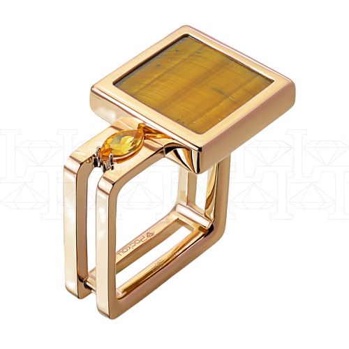 Фото - Кольцо квадратное из рыжего золота с цитрином R8083-11175 (419)