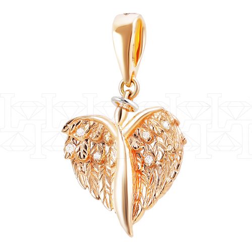 Фото - Подвеска ангел из рыжего золота с бриллиантами P4062-4921 (193)