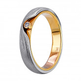 Кольцо двойное из цветного золота с бриллиантом из коллекции "Двойные обручальные кольца" VDR.A2571 (242)