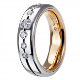 Кольцо обручальное из цветного золота с бриллиантами из коллекции "Обручальные кольца с дорожкой" R3860-4770 (241)