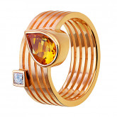 Кольцо из рыжего золота с бриллиантом из коллекции "Серпантин" R7346-10083 (811)