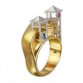Кольцо из желтого золота с рубином и бриллиантами из коллекции "Побережье" R3484-4232 (480)