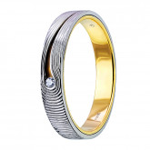 Кольцо двойное из цветного золота с бриллиантом из коллекции "Двойные обручальные кольца" VDR.A2825 (242)