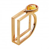 Кольцо квадратное из рыжего золота с цитрином из коллекции "Серпантин" R8066-11142 (811)