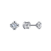 Серьги из белого золота с бриллиантами из коллекции "140" E3148-13445 (140)