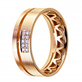 Кольцо из рыжего золота с бриллиантами из коллекции "Парные обручальные кольца" R8048-11107 (210)
