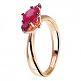 Кольцо из рыжего золота с рубином и бриллиантами R3711-8407 (590)