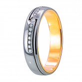 Кольцо двойное из цветного золота с бриллиантом из коллекции "Двойные обручальные кольца" VDR.A2658 (242)
