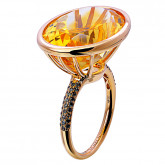 Кольцо из рыжего золота с цветными сапфирами из коллекции "Акварель" R7786-10736 (420)
