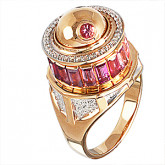 Кольцо из рыжего золота с цветными сапфирами и бриллиантами из коллекции "Побережье" R3460-4382 (480)