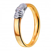 Кольцо обручальное из рыжего золота с бриллиантом из коллекции "Обручальные кольца с  одним бриллиантом" R2507-3129 (243)