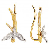 Серьги зажимы из цветного золота с бриллиантами из коллекции "Птички" E4536-5347 (711)