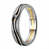 Кольцо двойное из цветного золота с бриллиантом из коллекции "Двойные обручальные кольца" VDR.A2878 (242)