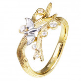 Кольцо из цветного золота с бриллиантом из коллекции "Птички" R4864-5996 (711)