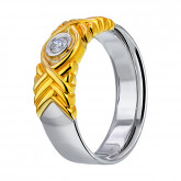 Кольцо обручальное из рыжего золота с бриллиантом из коллекции "Обручальные кольца с  одним бриллиантом" R2501-3181 (243)