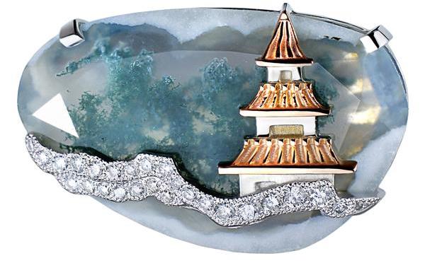 Кольцо из белого золота с бриллиантами из коллекции «Хокусай»