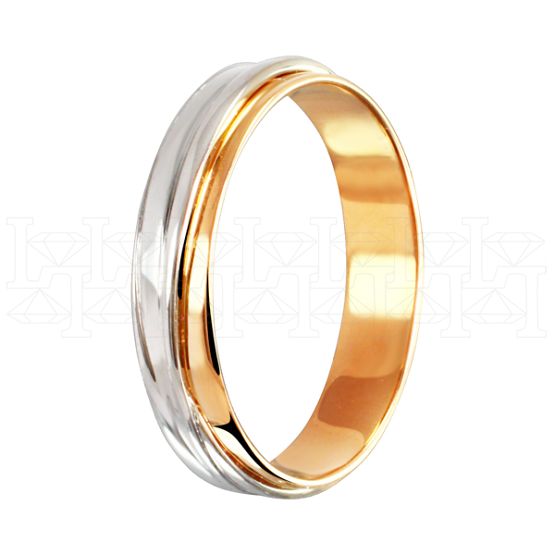 Фото - Кольцо обручальное из рыже-белого золота из коллекции "Парные обручальные кольца" R4147-4929 (210)