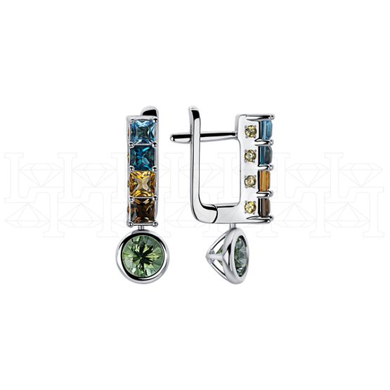 Фото - Серьги из белого золота с цветными сапфирами из коллекции "Акварель" E8671-15941 (420)