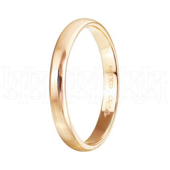 Фото - Кольцо обручальное из рыжего золота с бриллиантом из коллекции "Обручальные кольца с  одним бриллиантом" R5525-5807-01 (243)