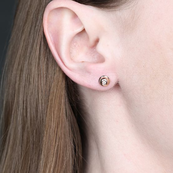 Фото - Серьги пуссеты из рыжего золота с бриллиантами из коллекции "140" G5454-7261 (140)