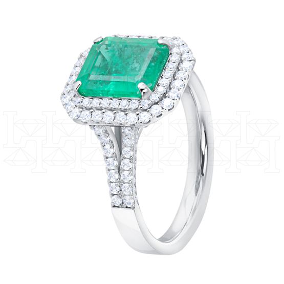 Фото - Кольцо из белого золота с изумрудом и бриллиантами из коллекции "580" R10256-16334 (580)