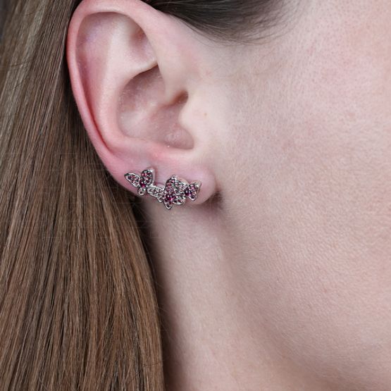 Фото - Серьги зажимы из белого золота с рубинами E8150-15914 (156)