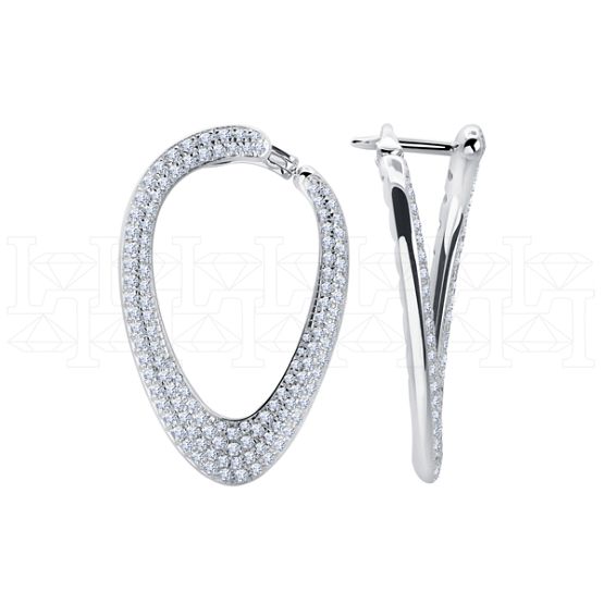 Фото - Серьги конго из белого золота с бриллиантами из коллекции "Чистая линия" E5533-7108 (781)