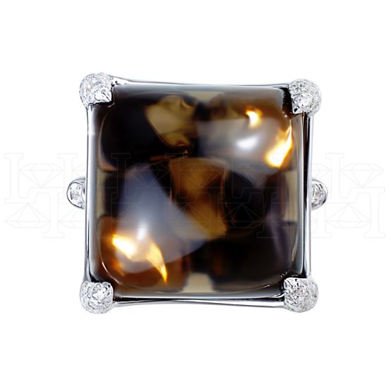Фото - Кольцо из белого золота с дымчатым кварцем и бриллиантами из коллекции "Сокровища грифона" R6378-8558 (730)